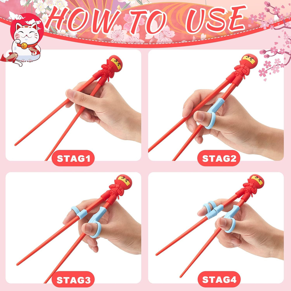 6 Pairs Training Chopsticks for Beginners, Reusable Learning Tableware, Cute Des