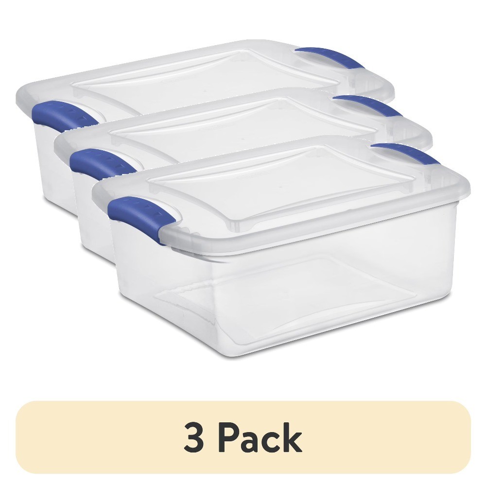 15 Quart Clear Plastic Storage Bin with Latching Lid (3-Pack)