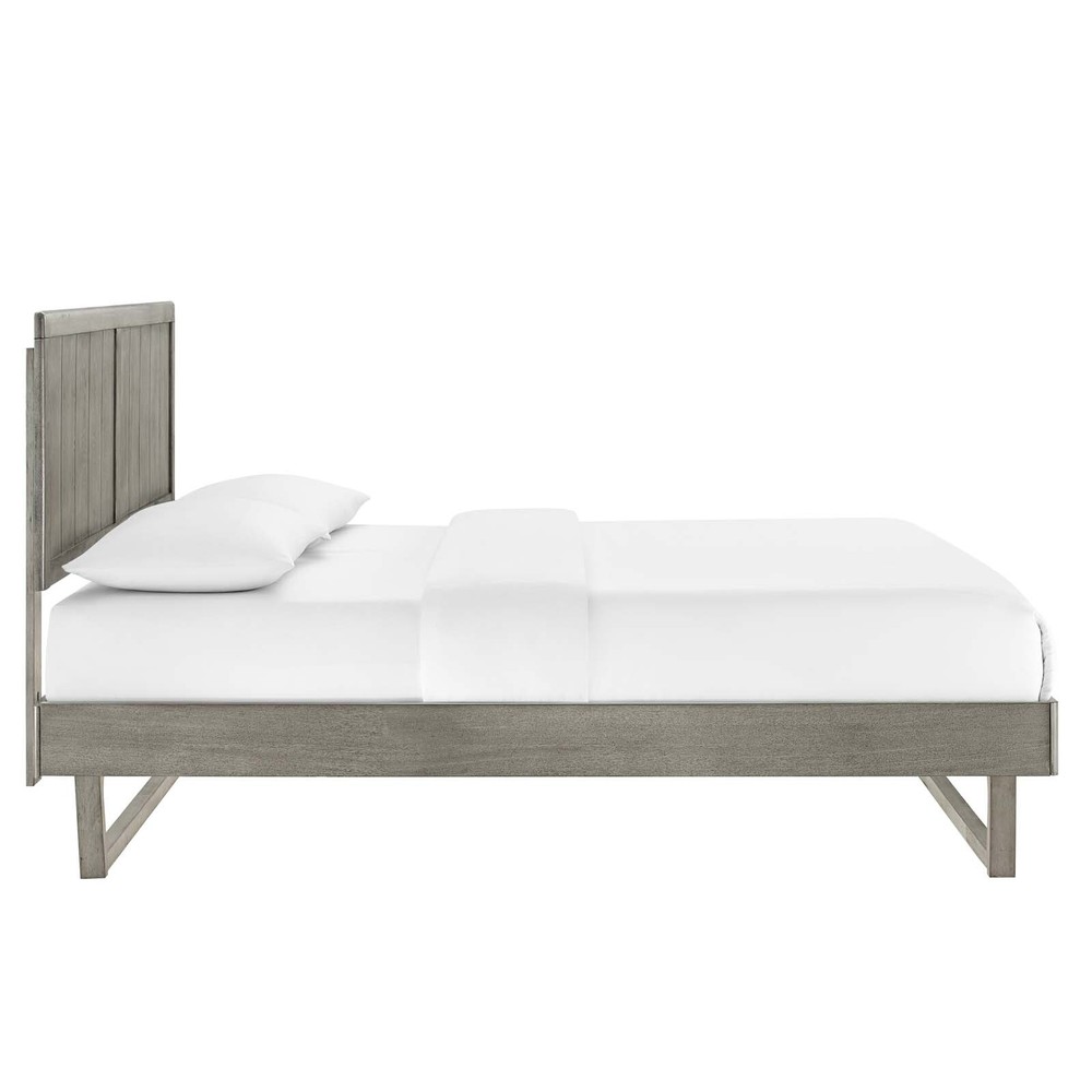 Modway Alana Wood King Platform Bed in Gray With Angular Frame