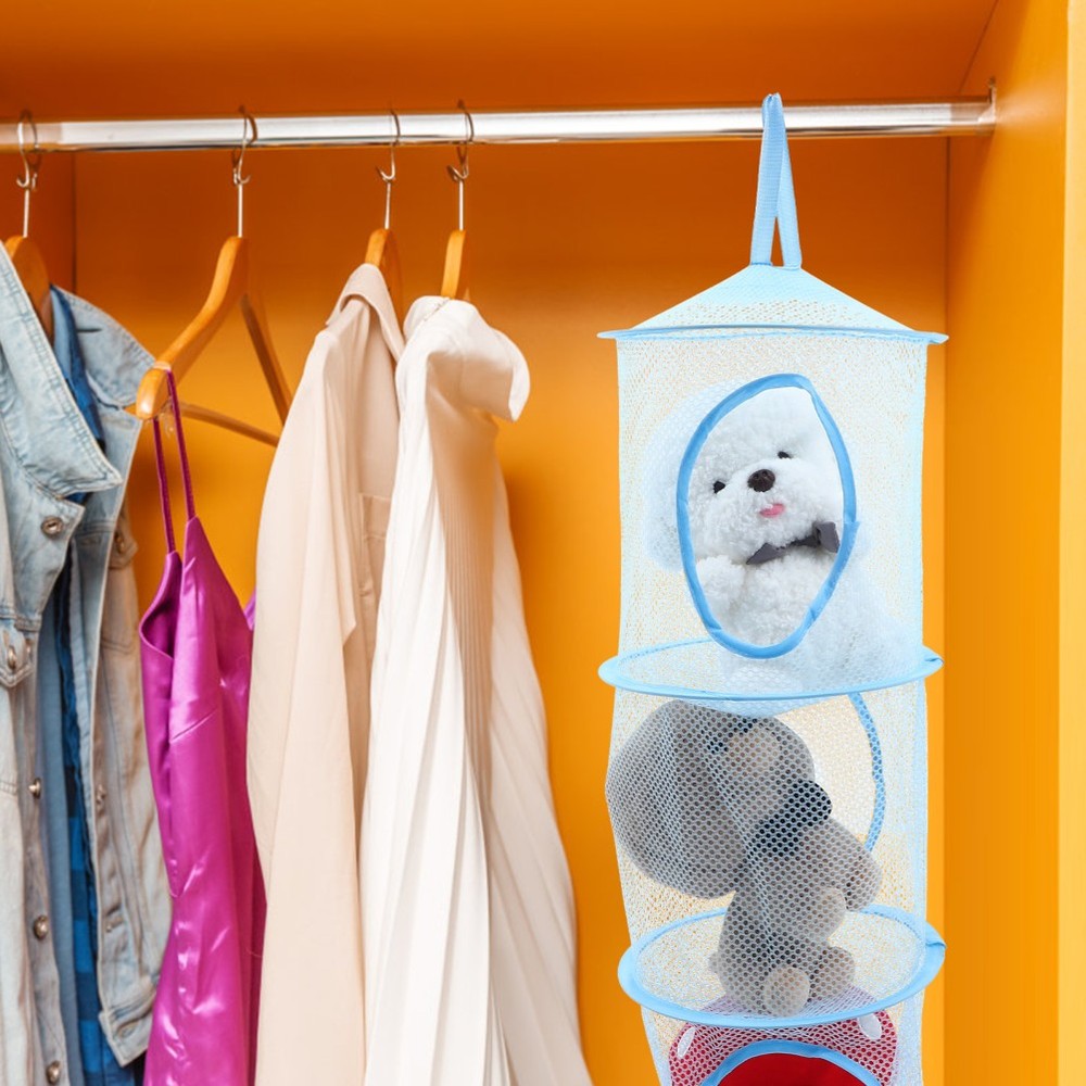 2 Pcs Hanging Mesh Storage Net Multi Layer Drying Basket For Socks Clothes