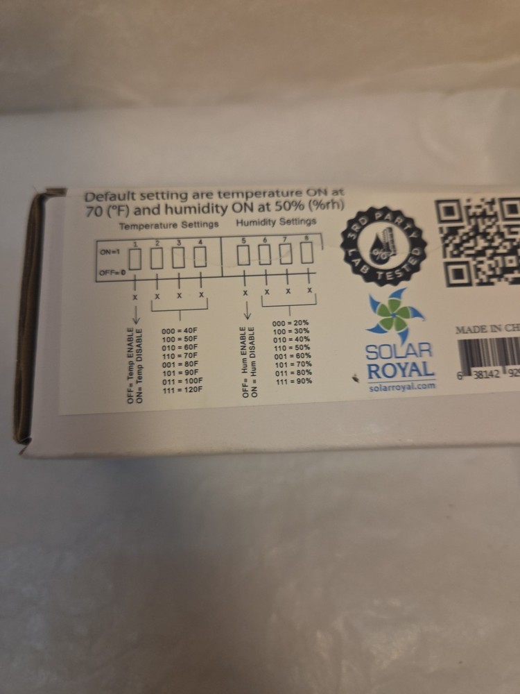 SolaSensorPRO Fully Adjustable Temperature & Humidity Sensor. sr-ulpthjs02