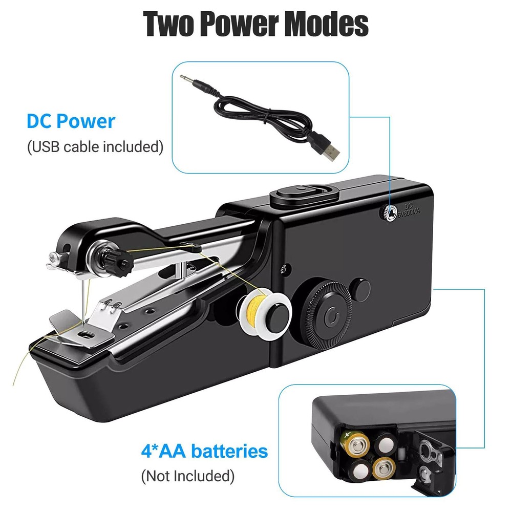Handheld Mini Sewing Machine Stitch Electric Compact Tool w/ Sewing Accessories