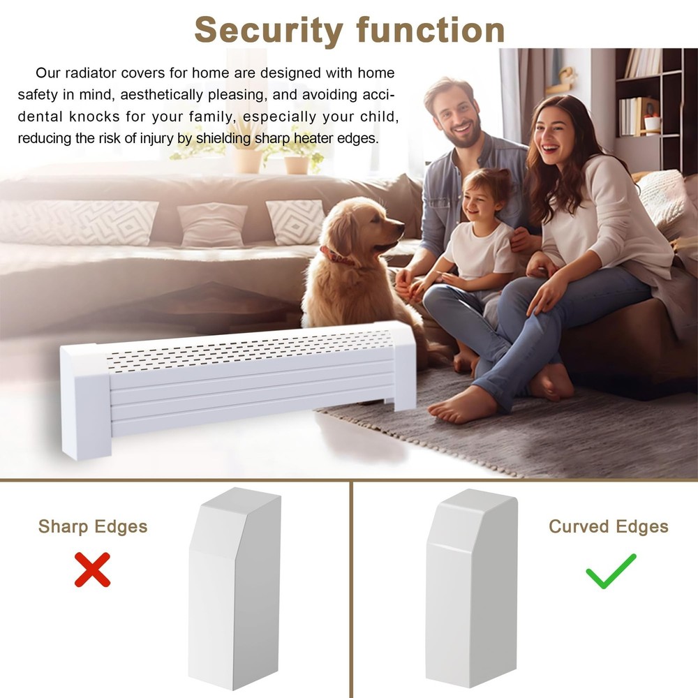 Baseboard Heater End Caps 2-Pack Plastic Left Right 4 Bottom Grooves Adjustable