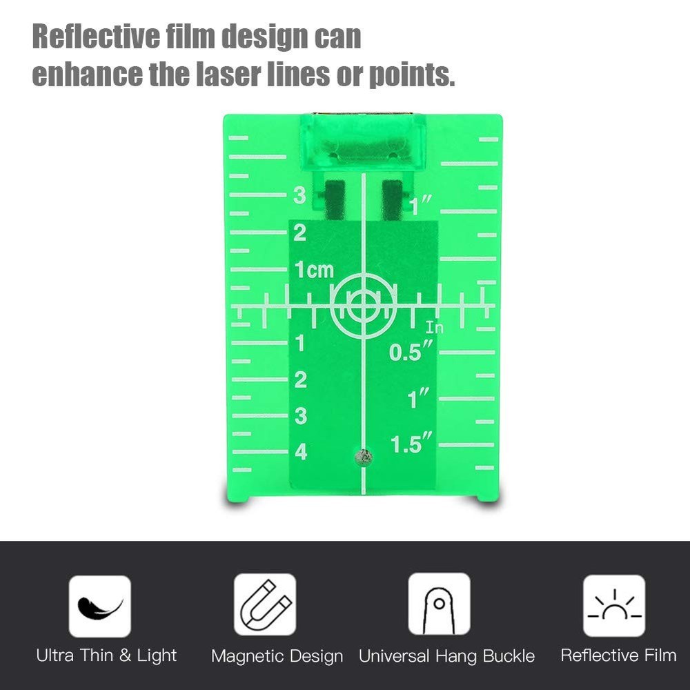 Laser Level Target Plate, Double Scale Cross Line Meter, Green