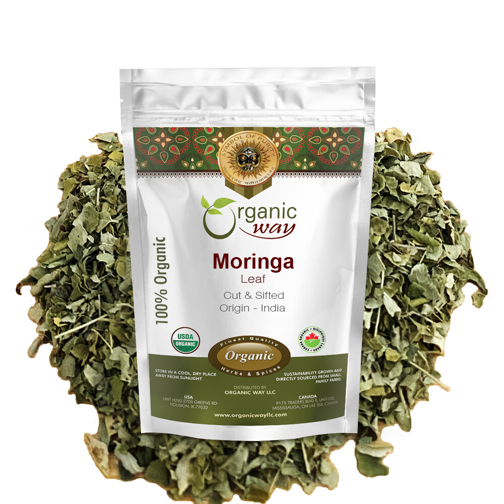 Organic Way Moringa/Drumstick Leaf Cut & Sifted - Kosher & USDA Certified