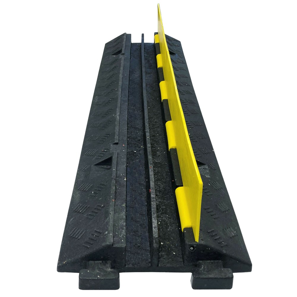 Electriduct 2 Channel Heavy Duty Rubber Cable Protector - Yellow Lid, Black Base