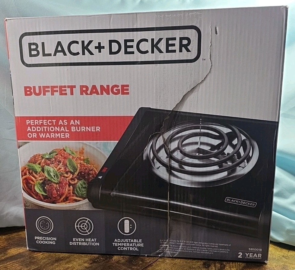 Black + Decker SB1001B Single-Burner Portable Buffet Range Black New