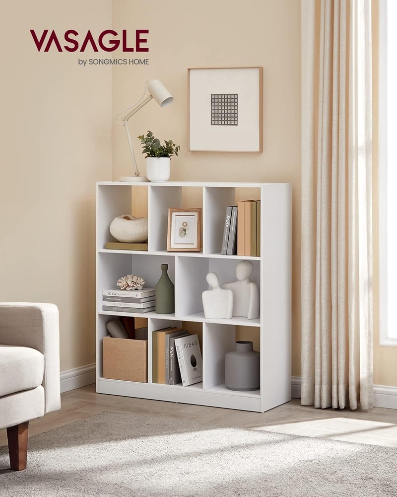 NEW VASAGLE Bookcase, Bookshelf, Freestanding Storage Unit, 8 Open Compartment