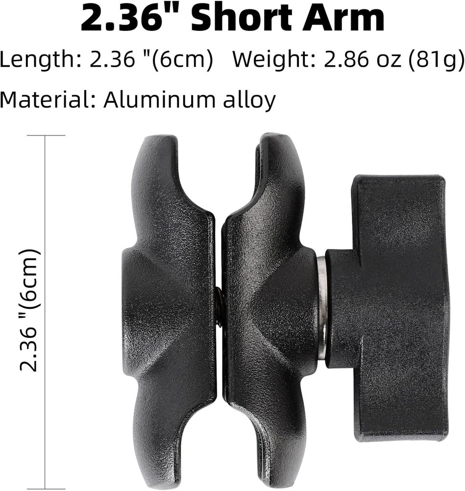Secure and Adjustable Double Socket Arm for RAM and 1" Ball Mounting Solutions