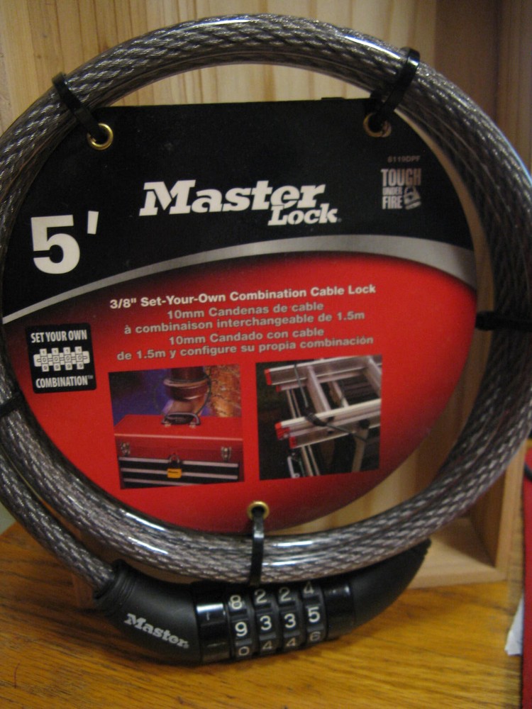 New Master Lock 5 ft Combination Cable Lock 8119DPF 60"
