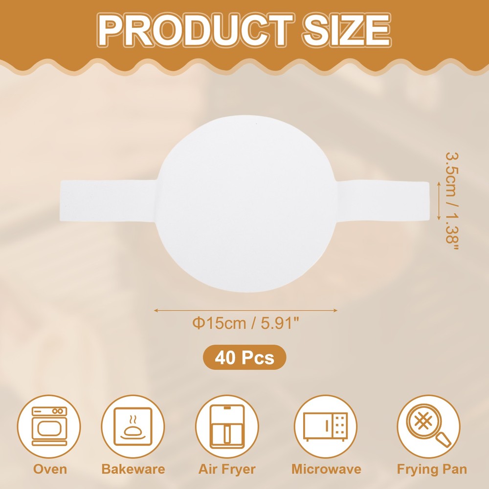 40 Sheets Parchment Paper Rounds, 6" Circle Baking Sheets, White