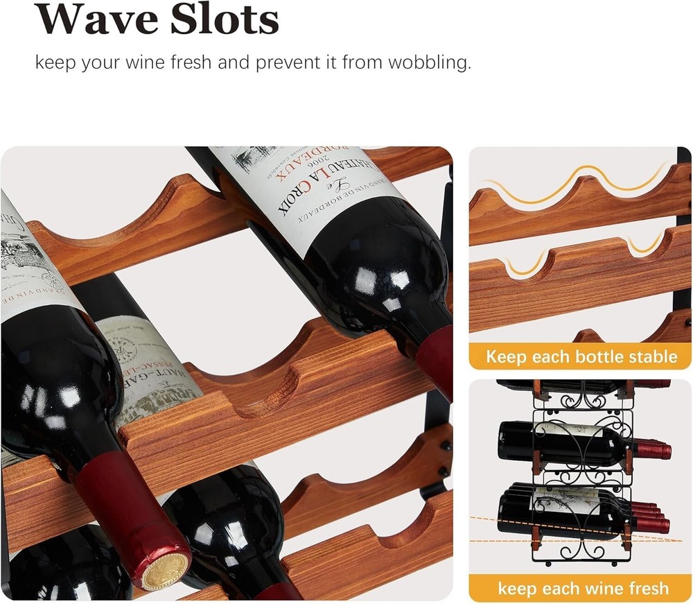 Innovative Stackable Wine Rack for 12 Bottles - Easy Assembly, Black Finish