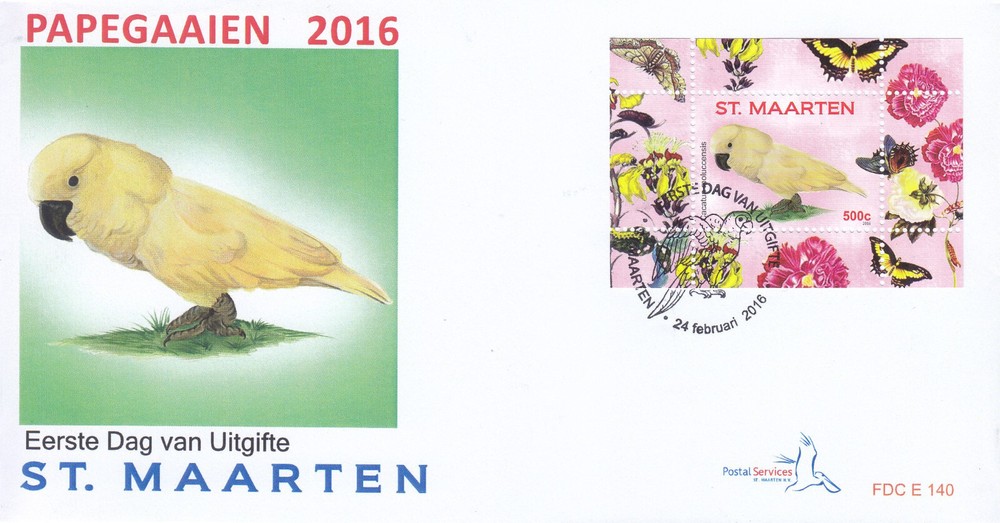 Sint Maarten Issue FDC 2016 (140) Birds - Parrots