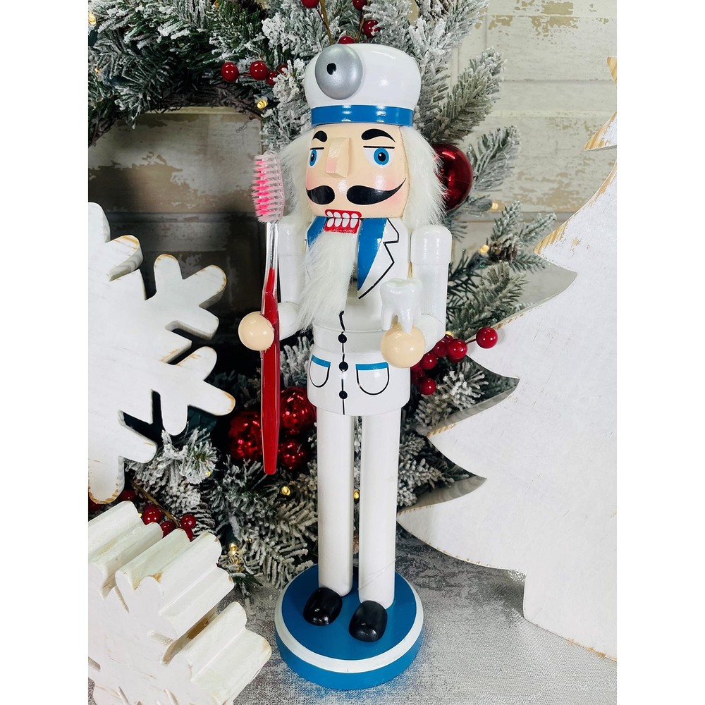 Santa's Workshop 14'' Dentist Nutcracker 14 White Wood Medium