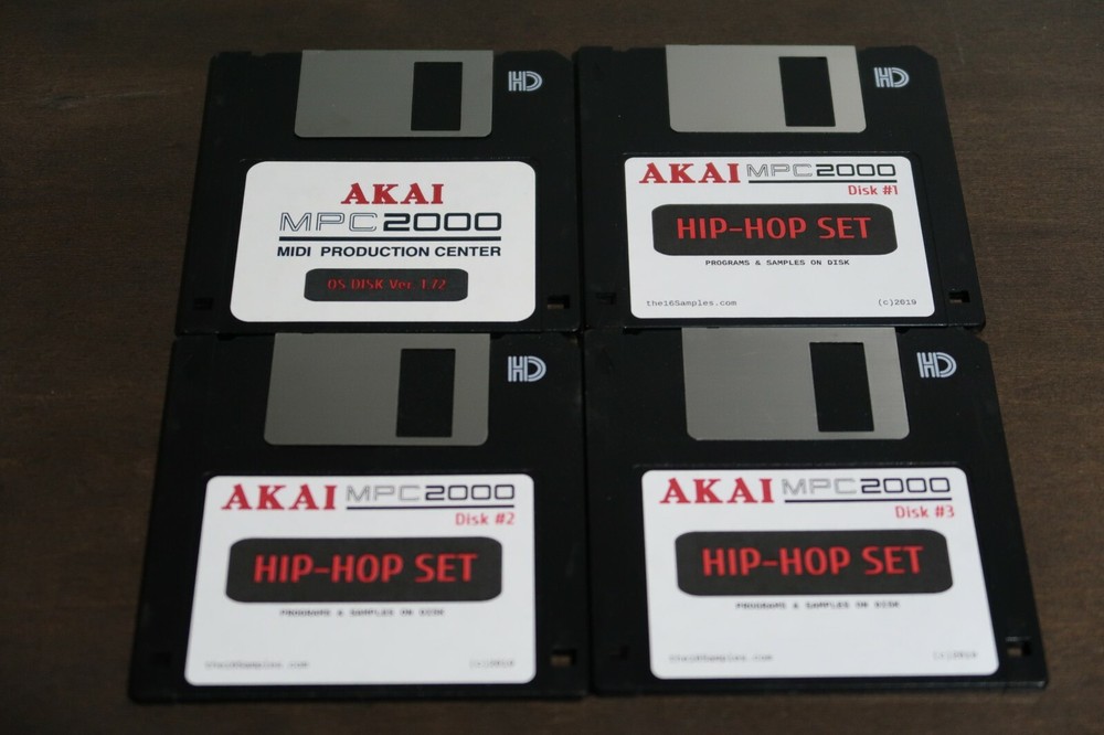 Akai MPC2000 OS 1.72 & Sound Library 3 Disk Drum Kit Sample Pack Floppy Library