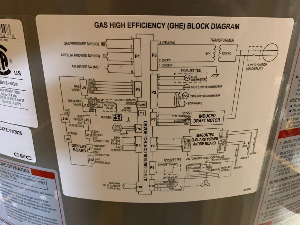 Rheem GHE100SS-250A Commercial Low NOx Gas Water Heater 100-Gal 120V 250,000BtuH