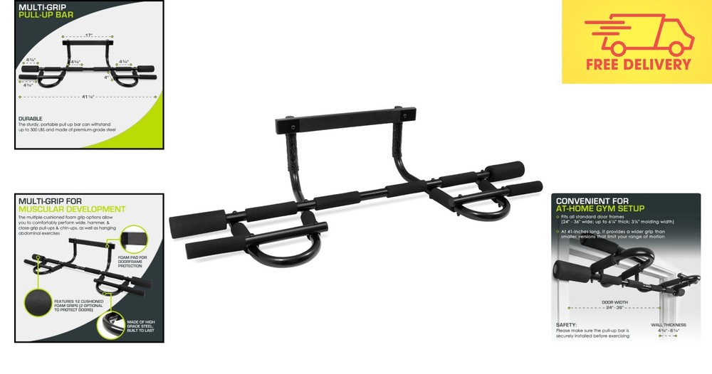Portable Easy Install Pull Up Bar for Effective Home Workouts - 300 lbs Max
