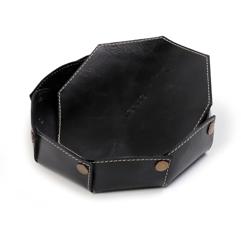 Genuine Leather Round Tray Organizer - Practical Storage Box for Wallets, Wat...