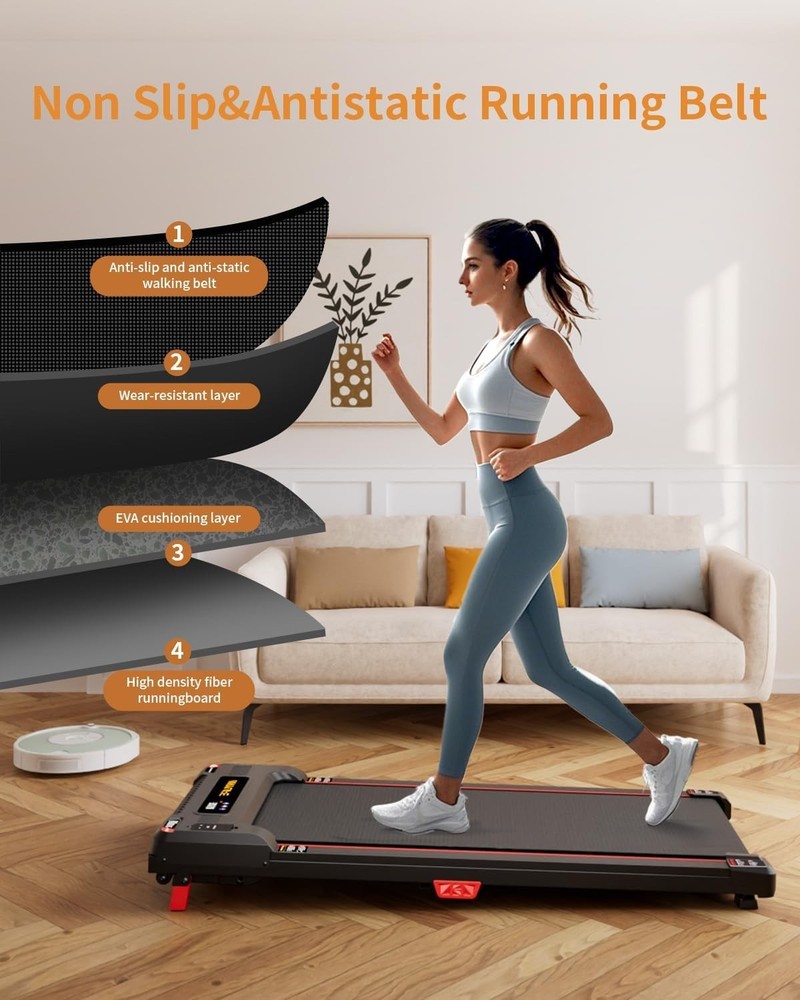 Portable Under Desk Treadmill with 330lb Capacity & Incline Function