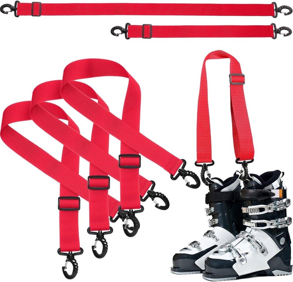 4 Pieces Ski Boot Carrier Straps Adjustable Snowboard Strap Shoulder Sling Leash