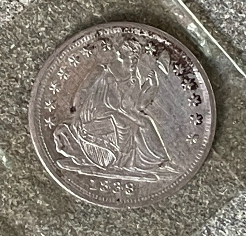1838 Large Stars Seated Liberty Half Dime Uncirculated