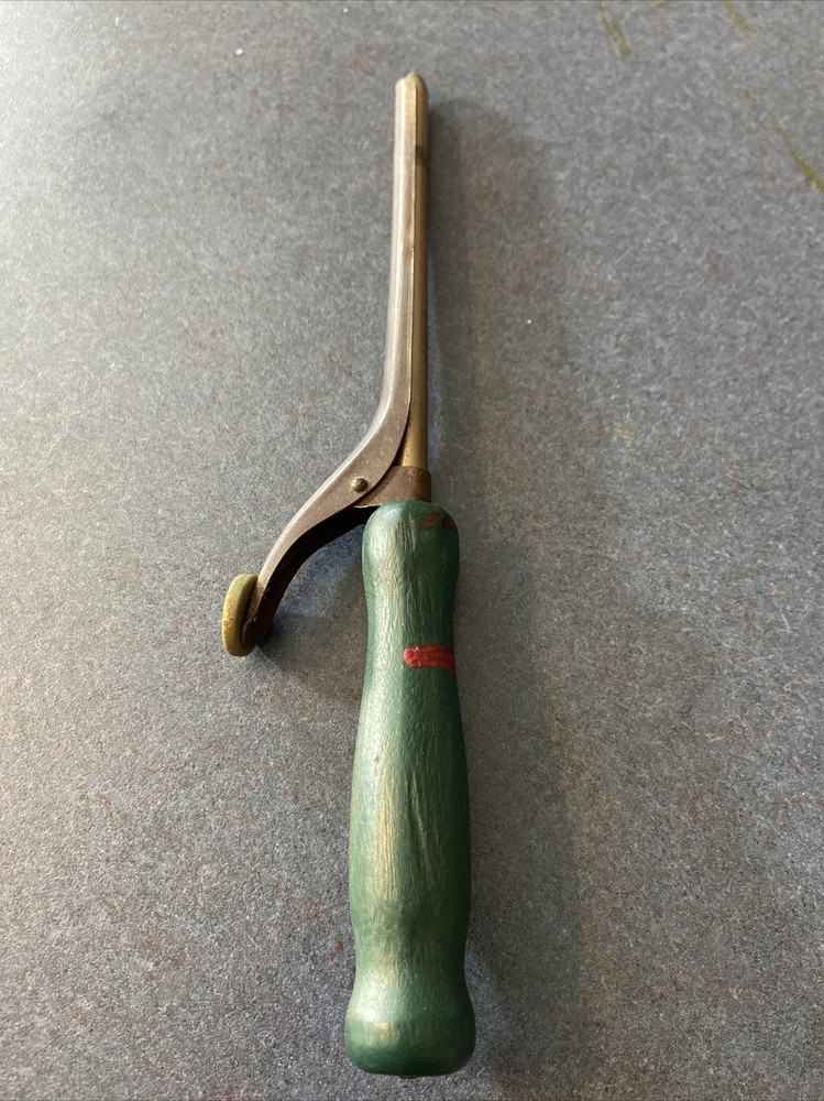 vintage curling iron wood handle