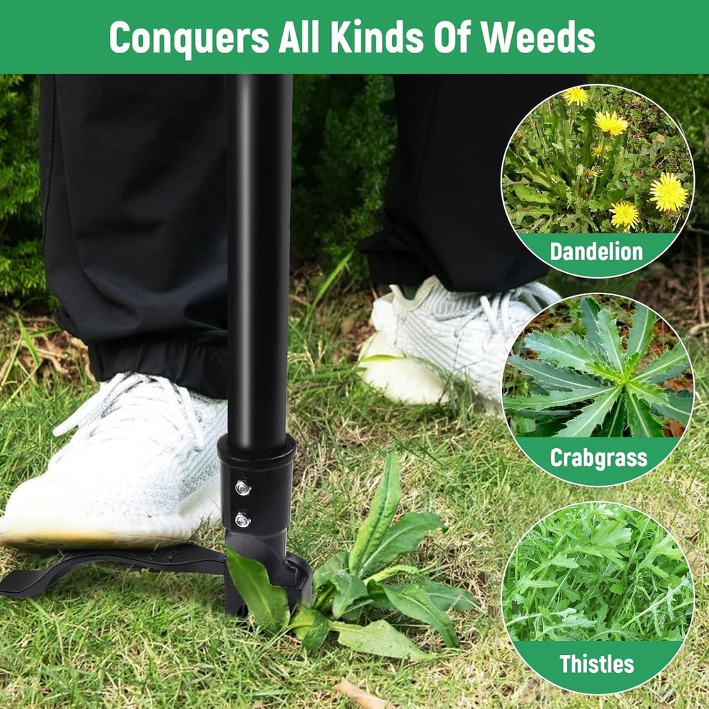 GOXAWEE Weed Puller Tool, 4-Claw Stand Up Weeder with Adjustable 46” Handle