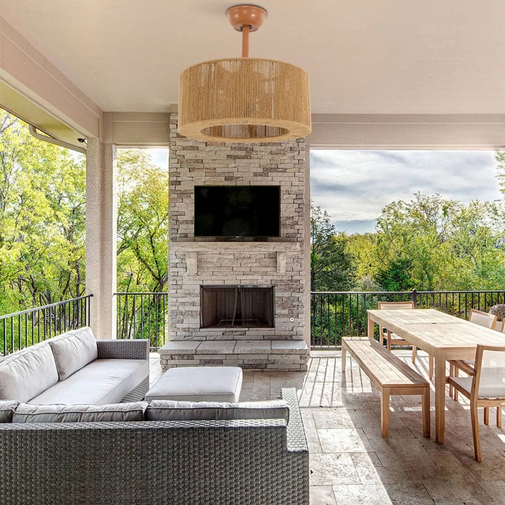 Caged HEMP Modern Ceiling Fan with LED Light & Remote Control Quite