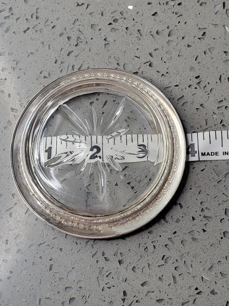 Vintage Sterling Silver Glass Coaster