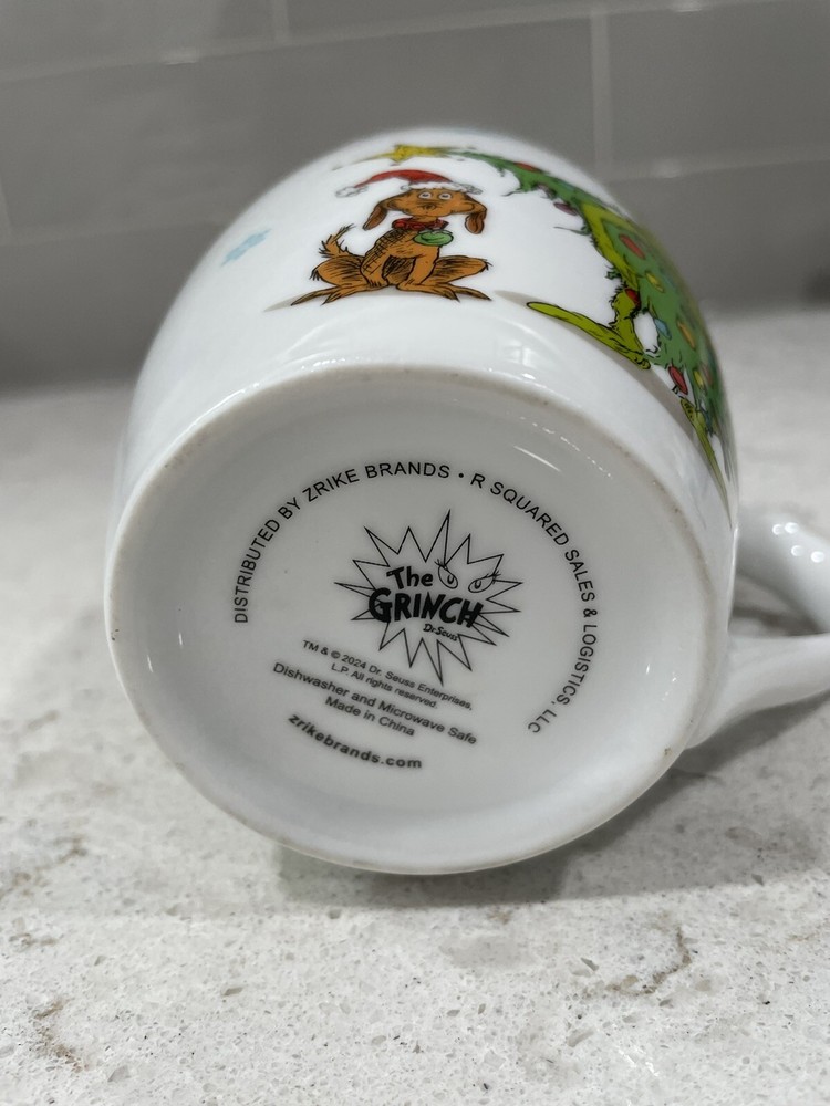 GRINCH Dinnerware 12oz Coffee Mug Christmas Tree Dr. Seuss Max Dot Dots NEW