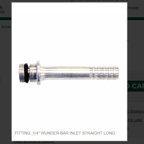 FITTING, 1/4" WUNDER-BAR INLET STRAIGHT LONG # 3079