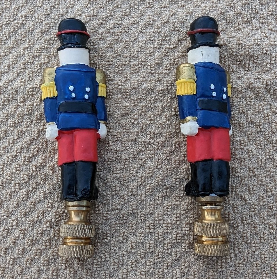 Nutcracker Lamp Finial Decorative SetOf2 Original Package Solid Brass Base aug23