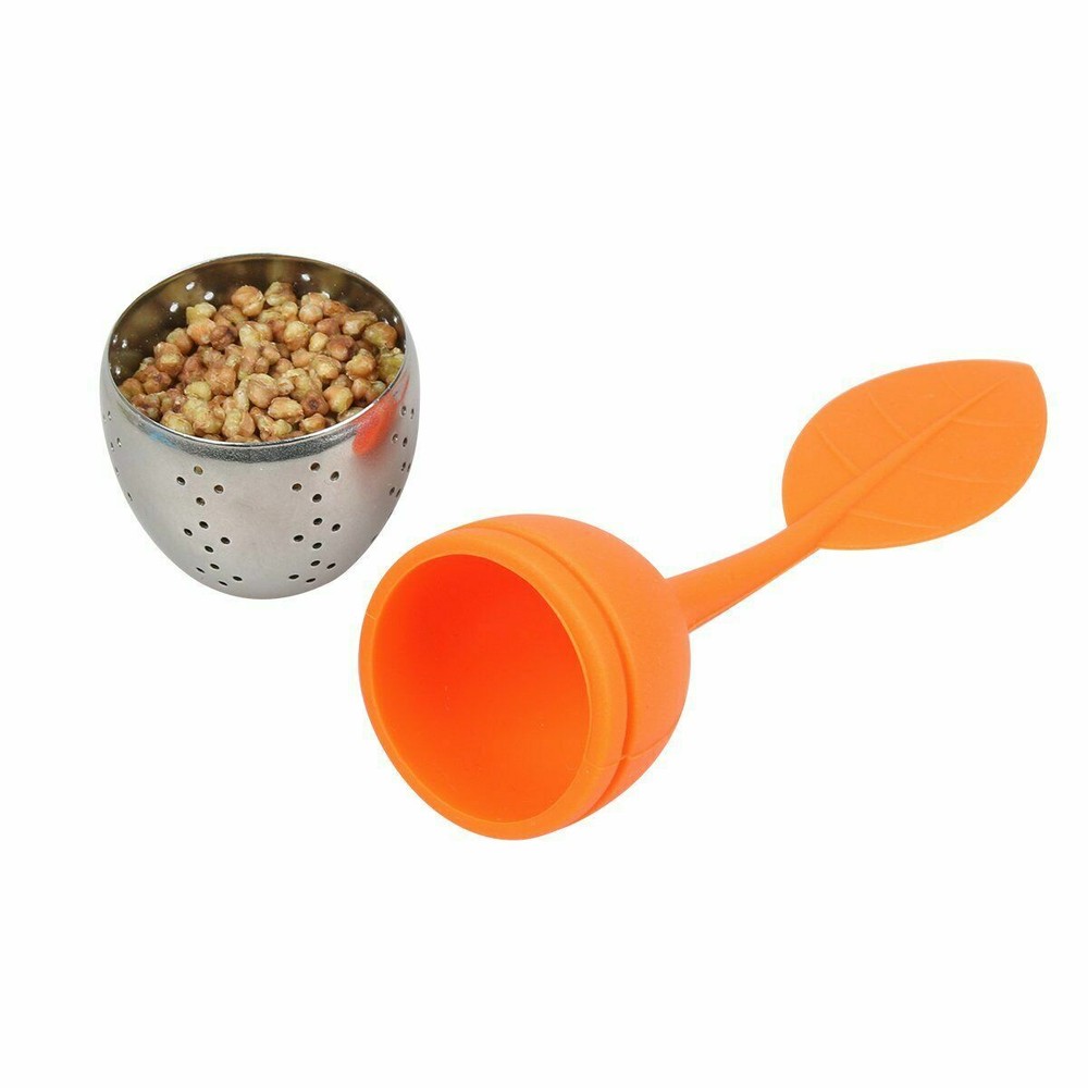 Silicone Tea Infuser Loose Floating Leaf Filter Strainer Stainless Steel - Red