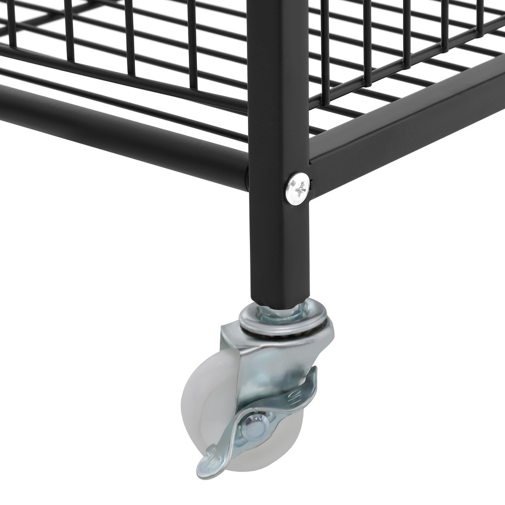 Rolling Retail Display Rack 4 Tier Black Store Merchandise Shelf Unit