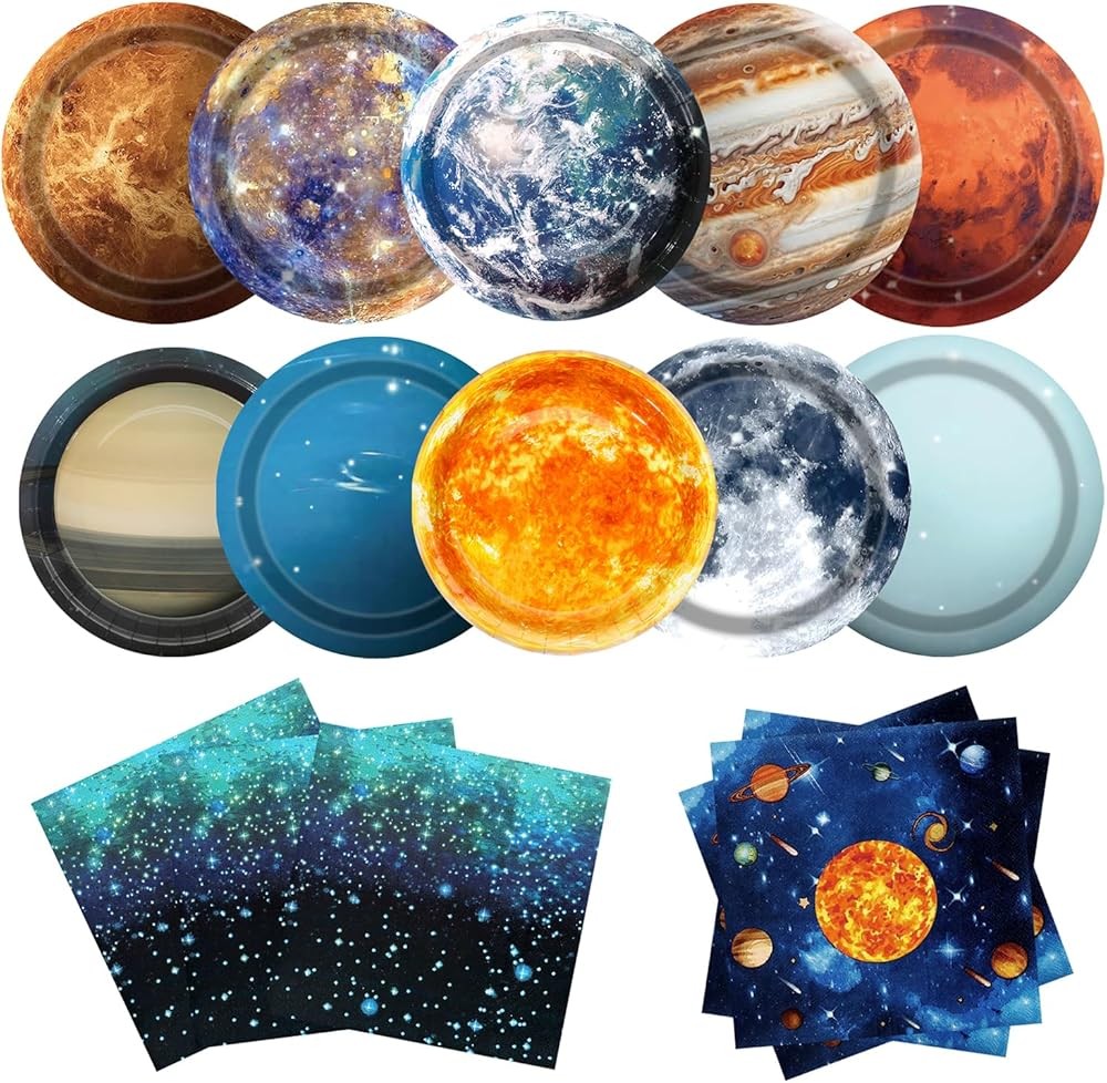Space Theme Party Decorats Galaxy Planet Outer Space Disposable Plates