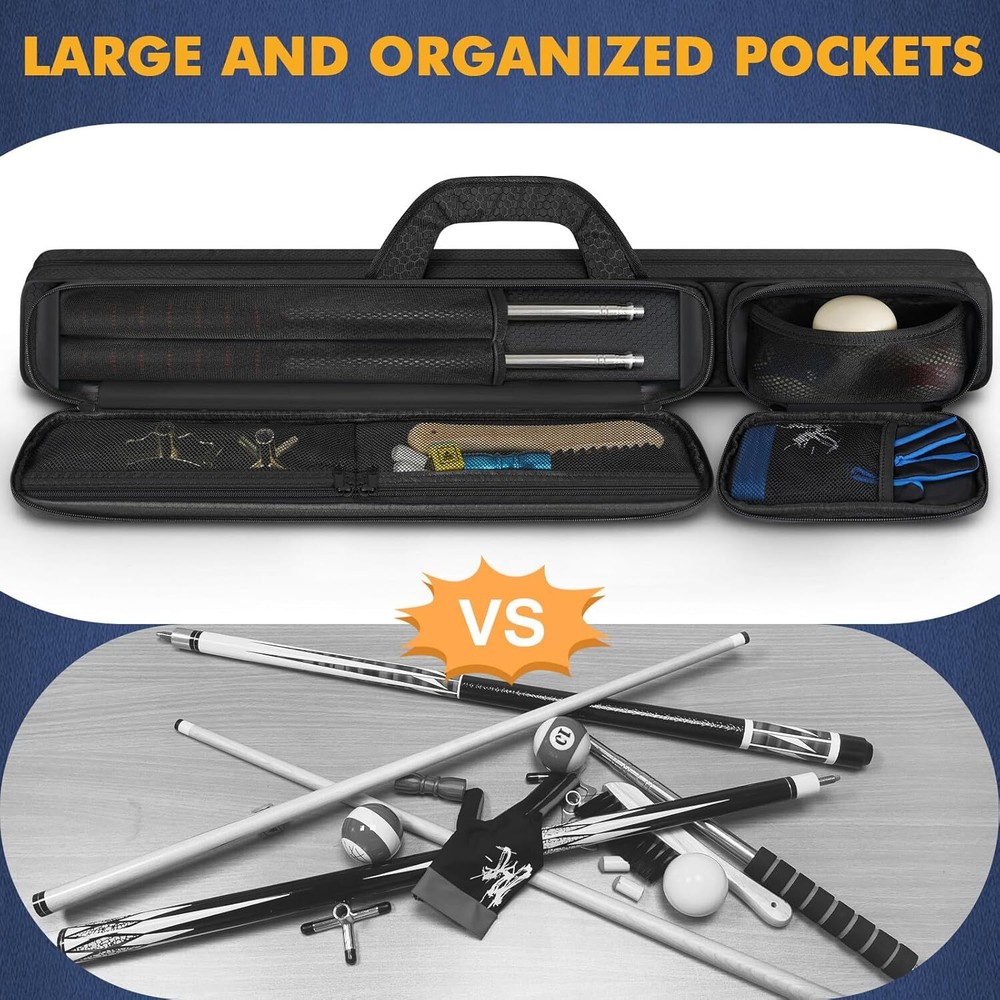 2X2 Pool Stick Cue Case Holds 2 Sticks W 2 Pockets Shoulder Strap Handle Soft