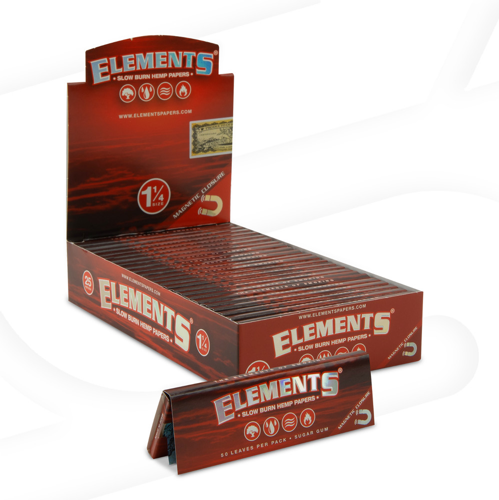 Elements Red 1 1/4 Rolling Papers Hemp Papers | Full Box, 25 units