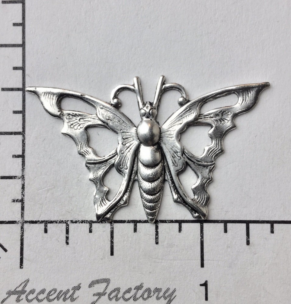 35514          2 Pc Matte Silver Oxidized Butterfly Jewelry Finding