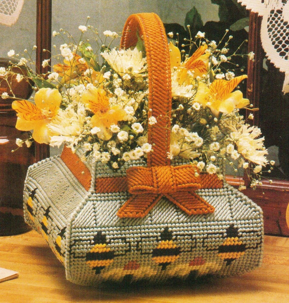 BUMBLE BEE BASKET HOME DECOR PLASTIC CANVAS PATTERN INSTRUCTIONS