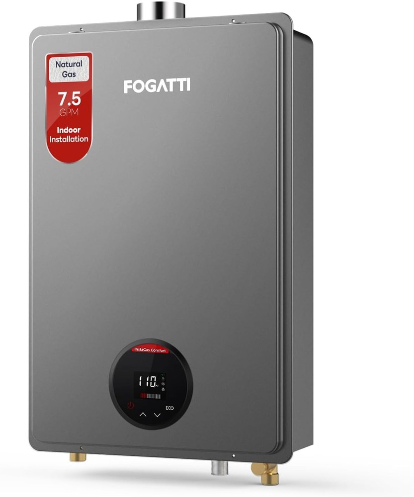 FOGATTI Instant Tankless Water Heater Natural Gas Indoor 24L 7.5 GPM 170K BTU