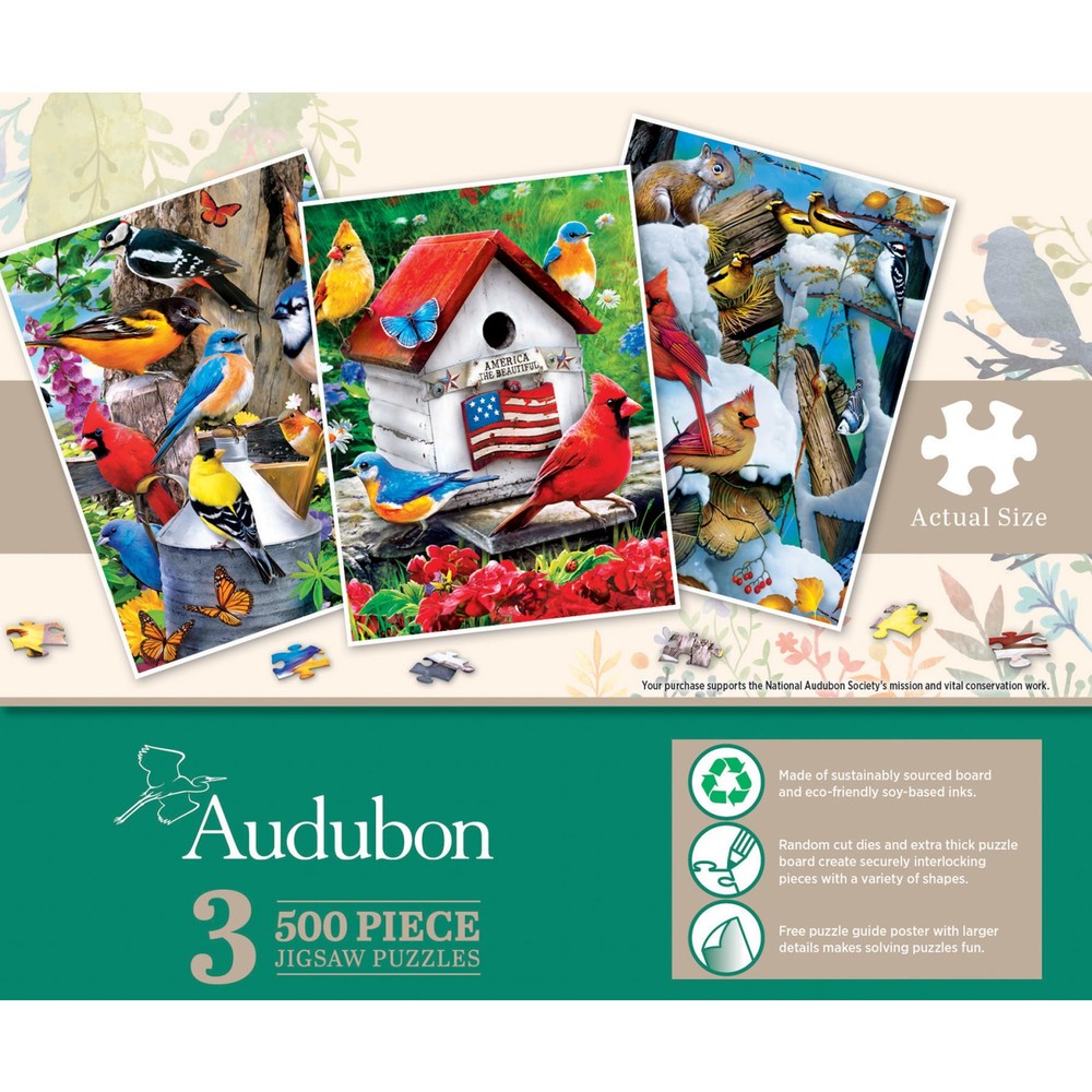 MasterPieces 3-Pack - Audubon 500 Piece Jigsaw Puzzles