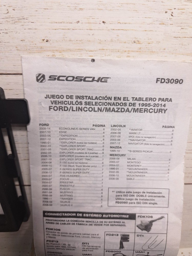 Scosche Din Kit FD3090B Compatible with Select 1995-2016 Ford, Mercury