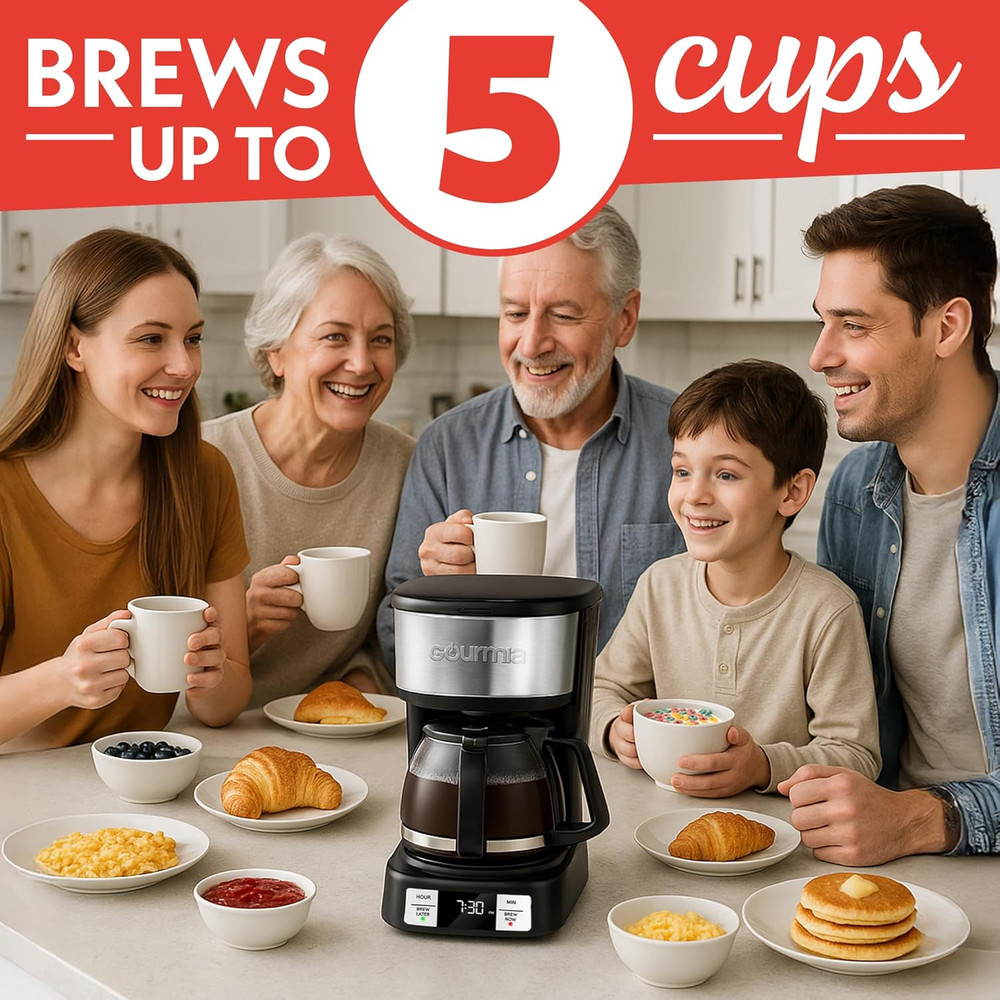 Drip Coffee Maker – 5 Cup One-Touch Brew Pause & Serve Adjustable 4 Hr Keep Warm