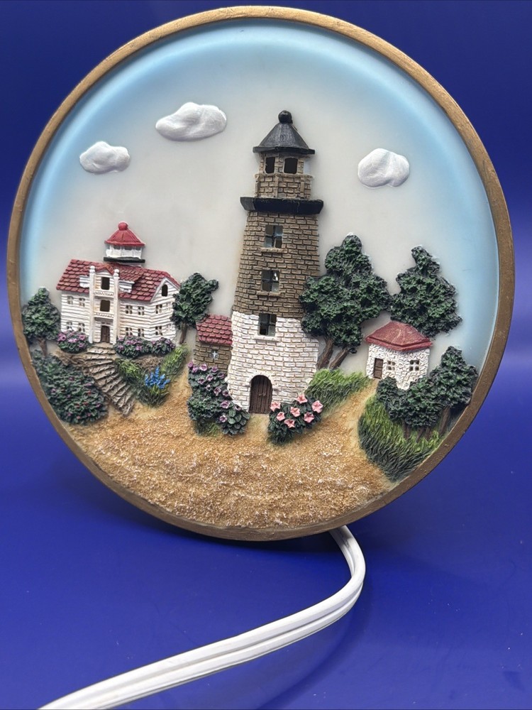 Resin Scenic Lighthouse Night Light 7" Diameter. A-23