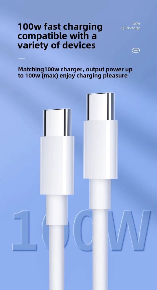100W 2 Meter Type C Cable Fast 5A Charging with TPE ABS Shell for iPhone + More