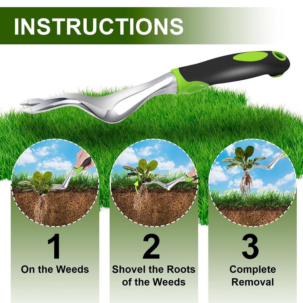 Heavy Duty Garden Weeder Tool Root Remover Weed Puller with Non-Slip Handle