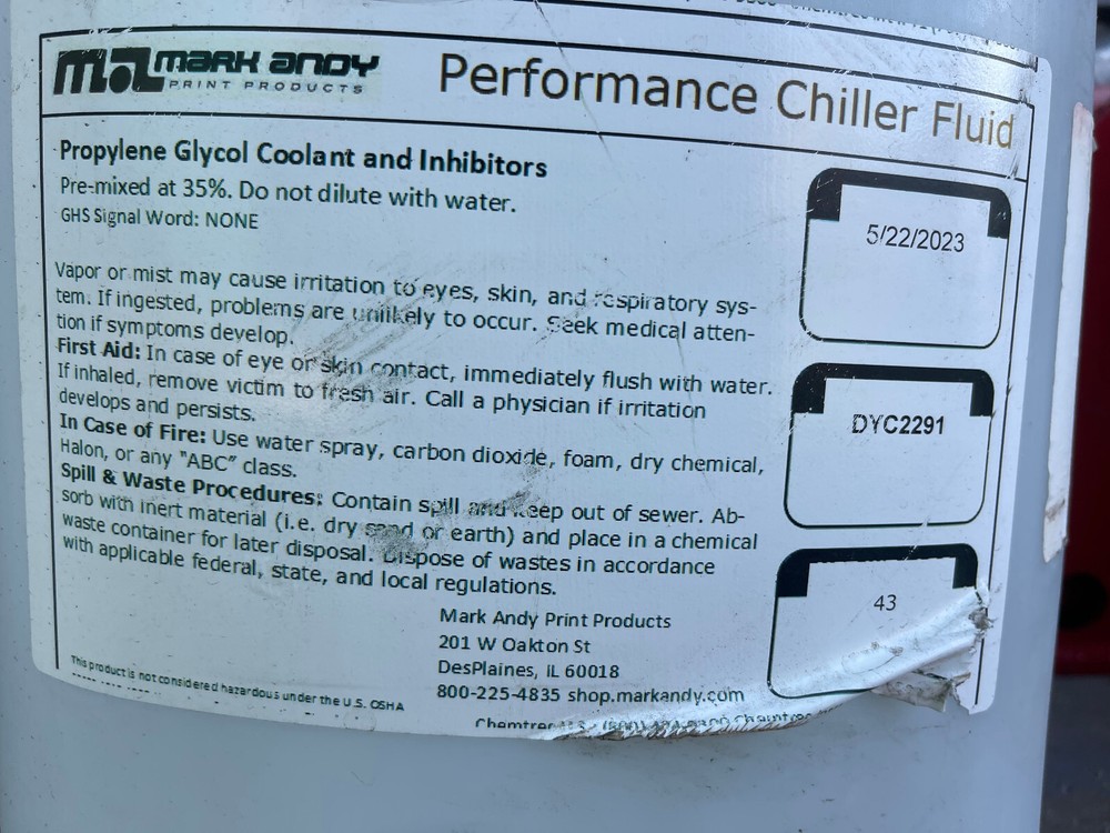 Mark Andy DYC2291 Flexographic Performance Chiller Fluid 5 Gallons