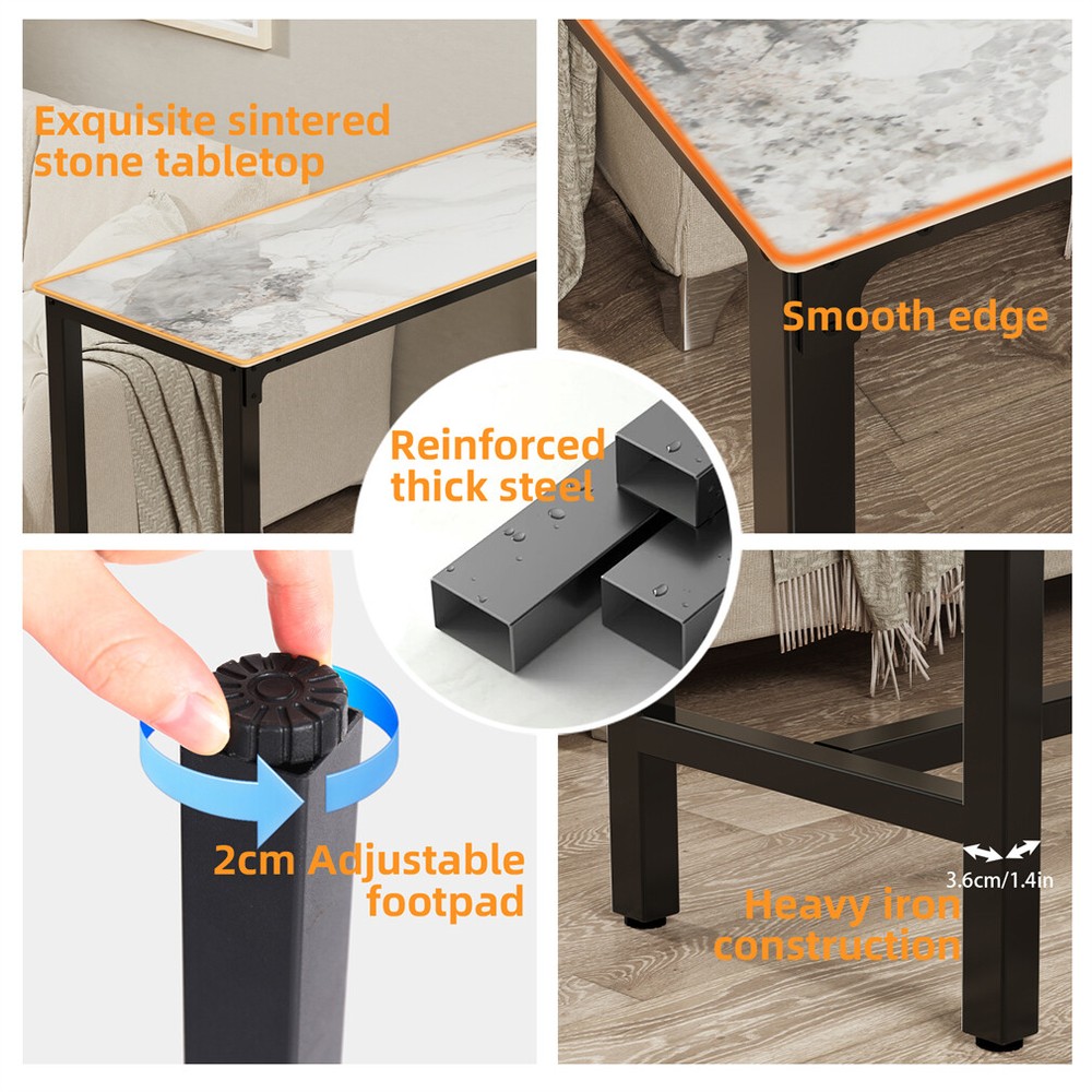 Heavy Duty Marble Bar Table Antirust Dining Console Table for Coffee Workstation