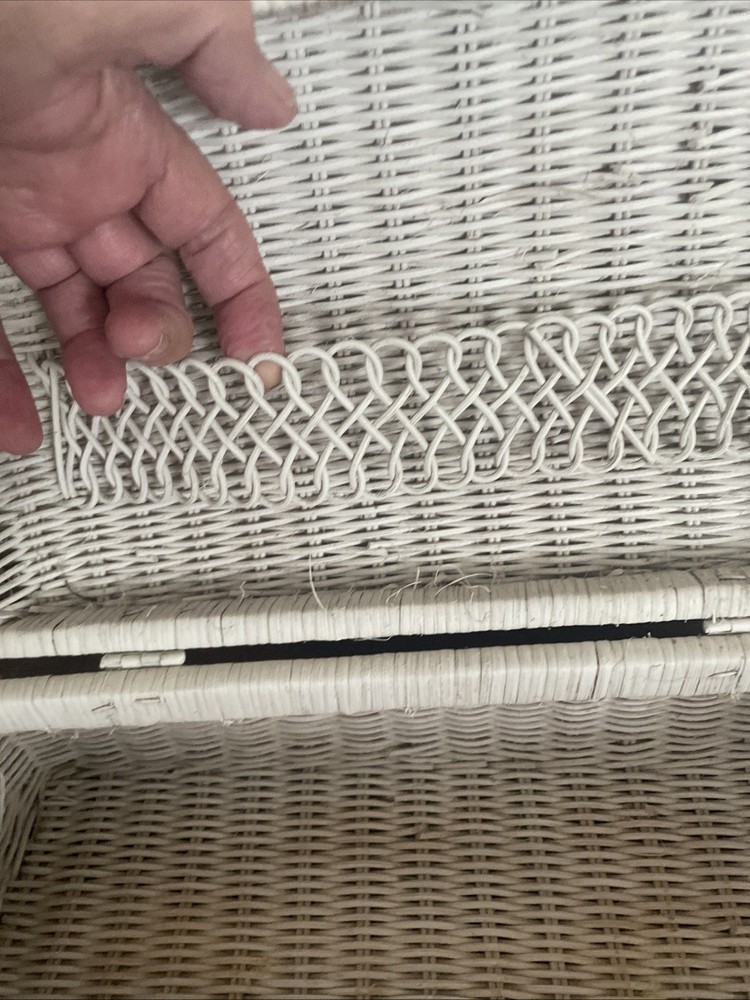 Vintage white wicker storage case