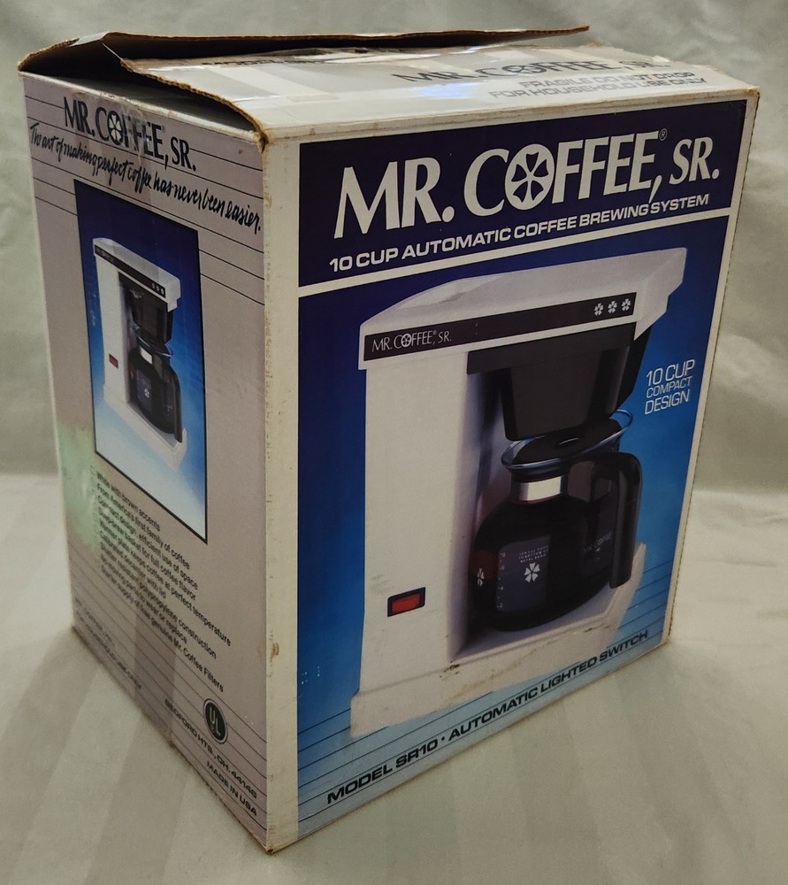 MR. COFFEE SR. 10-Cup Compact Automatic Brewing System SR-10 Box & Manual TESTED